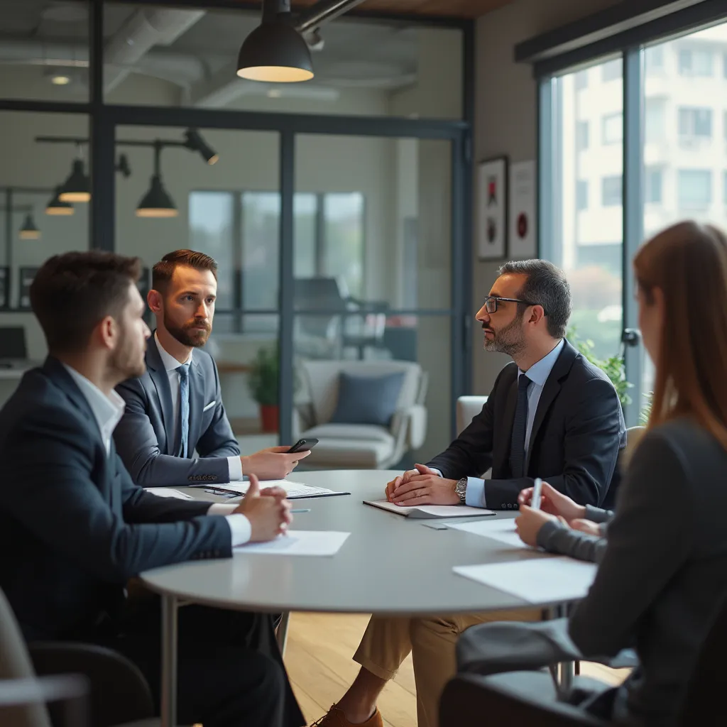 Consultor presentando ideas a un equipo directivo